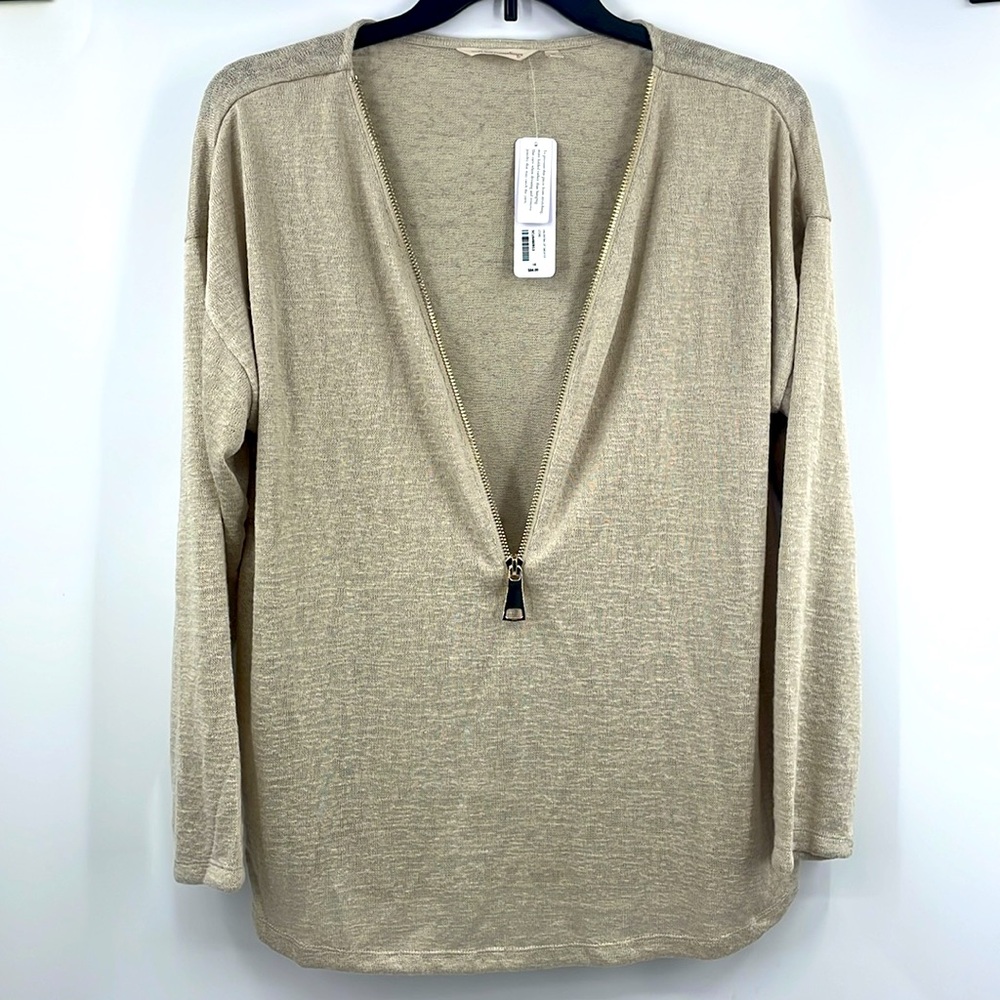 NWT Soft Surroundings Valentina Zip Sweater Stone Size 1x
